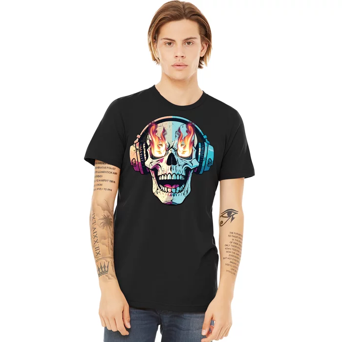 Flaming Skull Rock Music Premium T-Shirt