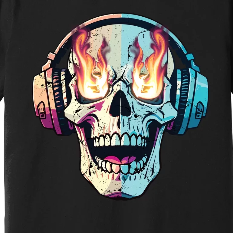 Flaming Skull Rock Music Premium T-Shirt