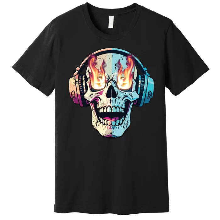 Flaming Skull Rock Music Premium T-Shirt