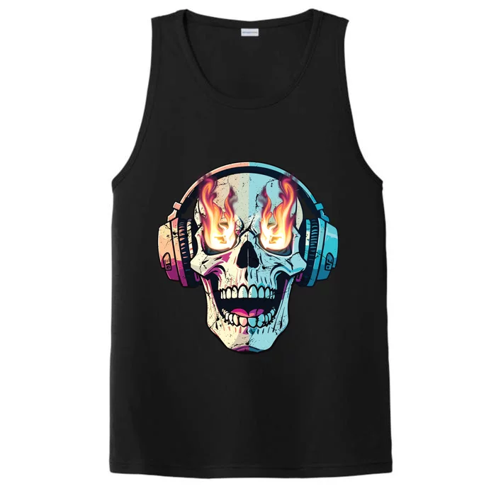 Flaming Skull Rock Music Performance Tank