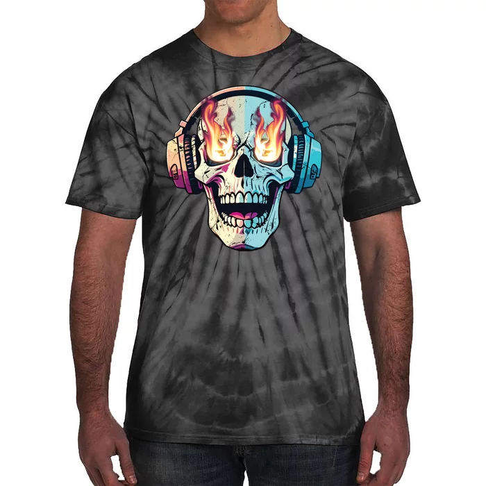 Flaming Skull Rock Music Tie-Dye T-Shirt