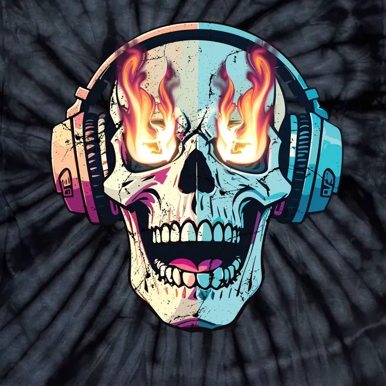 Flaming Skull Rock Music Tie-Dye T-Shirt