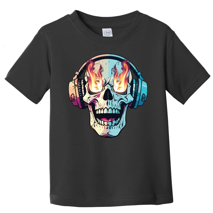 Flaming Skull Rock Music Toddler T-Shirt