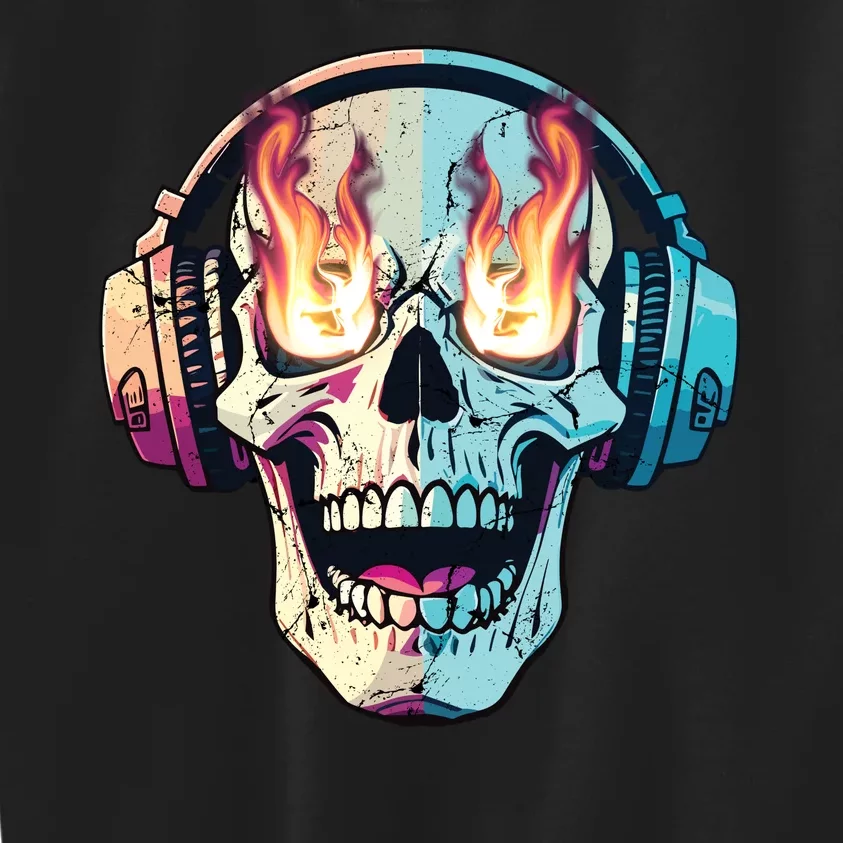 Flaming Skull Rock Music Kids Sweatshirt