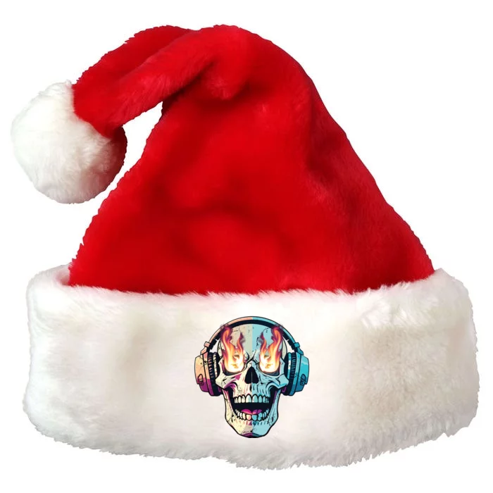 Flaming Skull Rock Music Premium Christmas Santa Hat