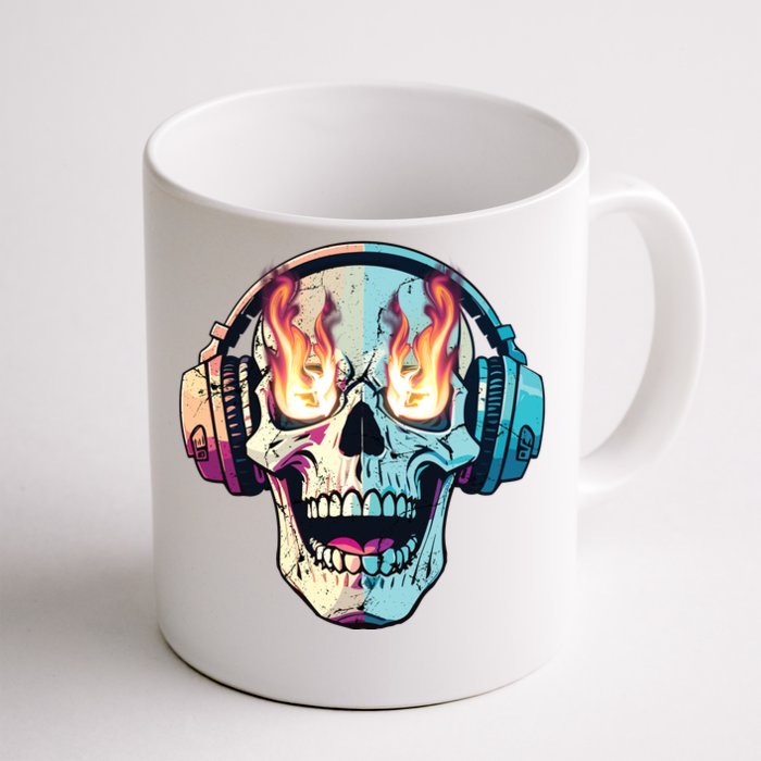 Flaming Skull Rock Music Front & Back Coffee Mug