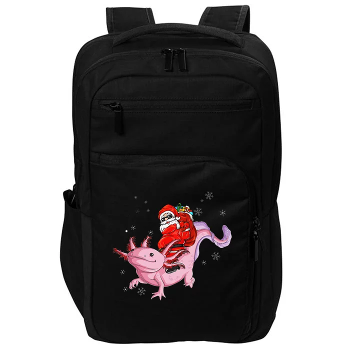 Funny Santa Riding Axolotl Christmas Funny Impact Tech Backpack