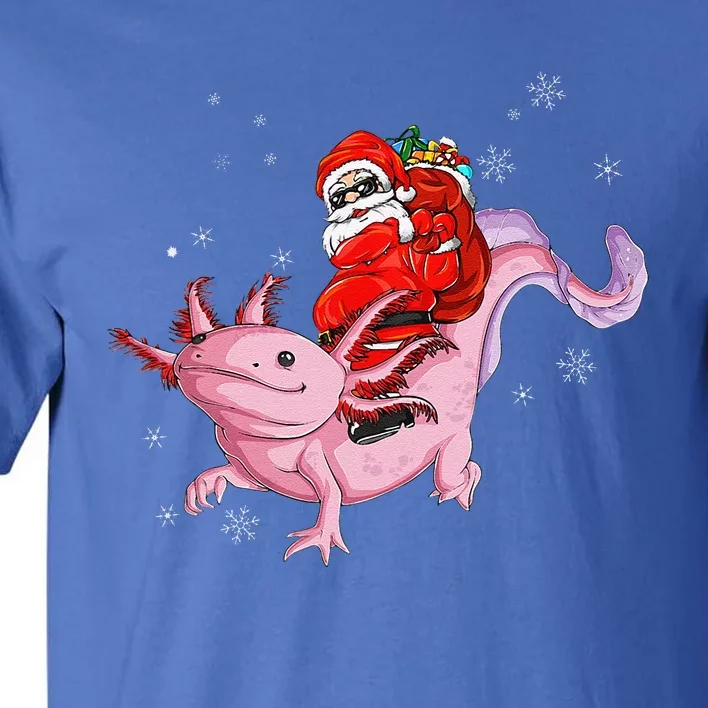 Funny Santa Riding Axolotl Christmas Funny Tall T-Shirt