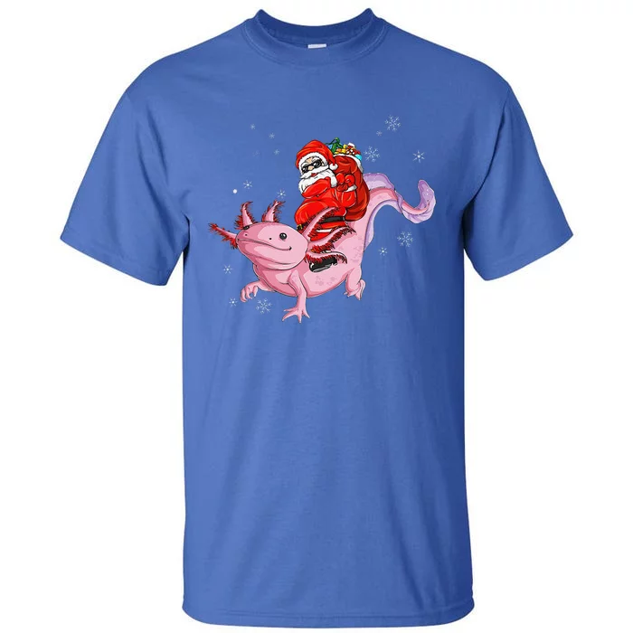 Funny Santa Riding Axolotl Christmas Funny Tall T-Shirt