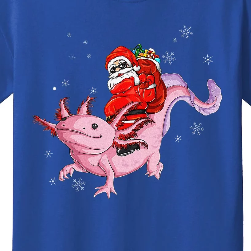 Funny Santa Riding Axolotl Christmas Funny Kids T-Shirt