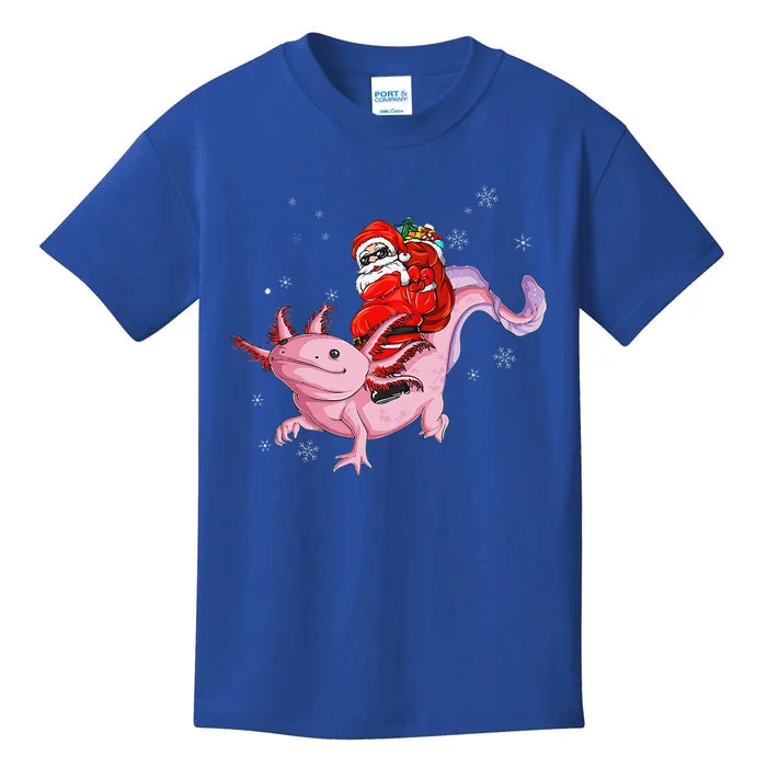 Funny Santa Riding Axolotl Christmas Funny Kids T-Shirt