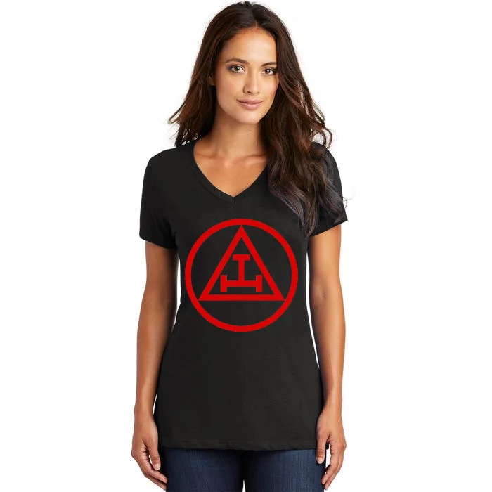 Freemason Symbol Royal Arch Triple Tau Women's V-Neck T-Shirt