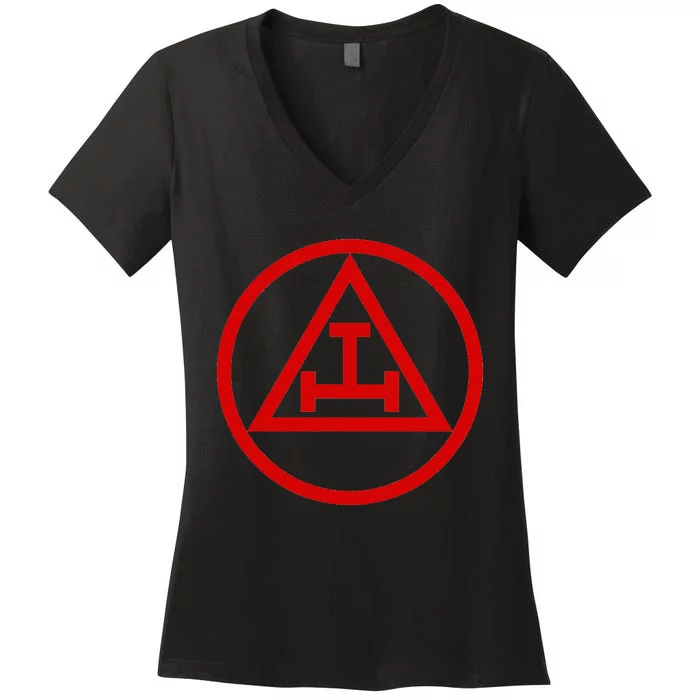 Freemason Symbol Royal Arch Triple Tau Women's V-Neck T-Shirt