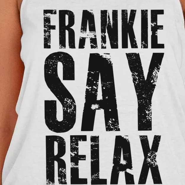 Frankie Say Relax Funny Frankie Say Relax Friends Women's Knotted Racerback Tank