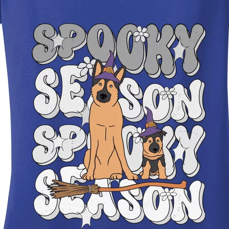 Funny Saying Spooky Season Halloween Dog Lover Cool Gift Women's V-Neck T-Shirt