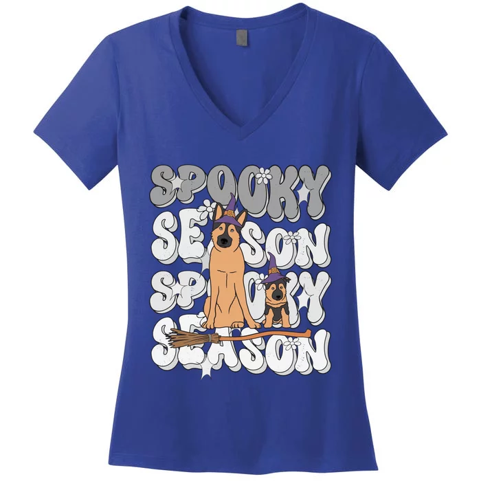 Funny Saying Spooky Season Halloween Dog Lover Cool Gift Women's V-Neck T-Shirt