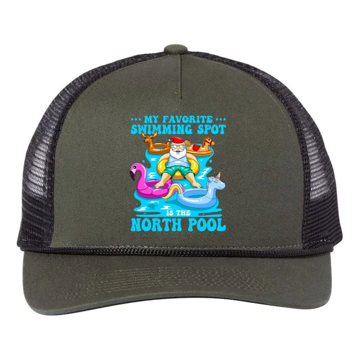 Favorite Swimming Spot Is North Pool Santa Christmas In July Gift Retro Rope Trucker Hat Cap