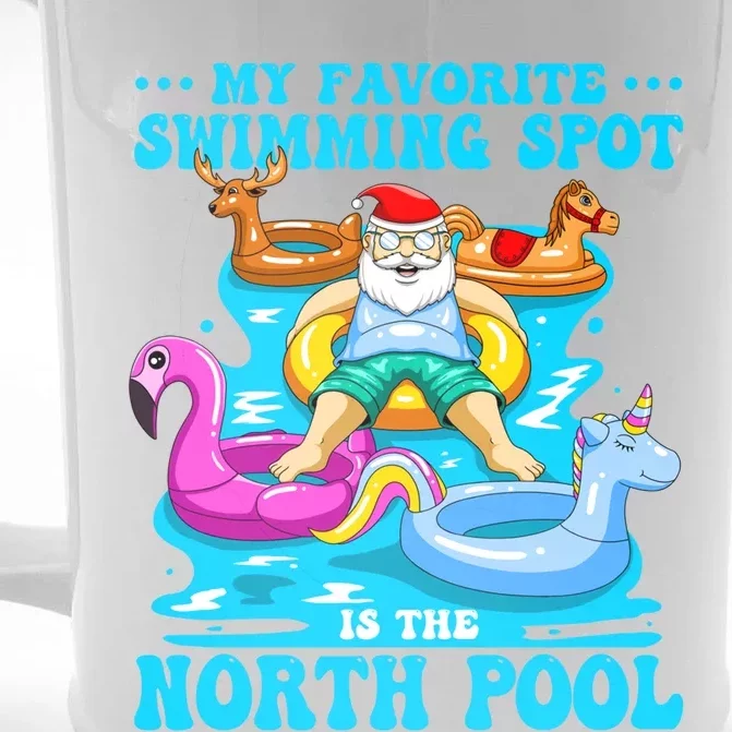 Favorite Swimming Spot Is North Pool Santa Christmas In July Gift Front & Back Beer Stein