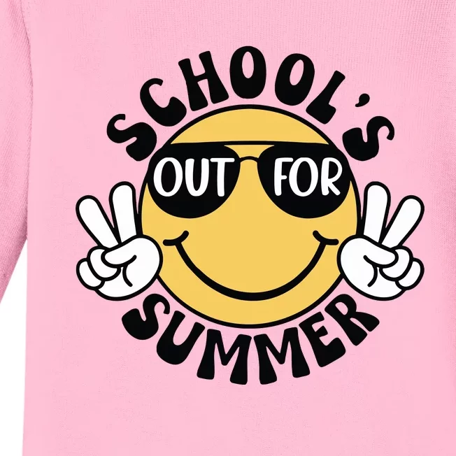 Funny Smiley Schools Out For Summer Baby Long Sleeve Bodysuit