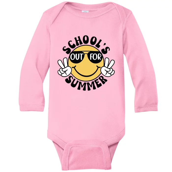 Funny Smiley Schools Out For Summer Baby Long Sleeve Bodysuit