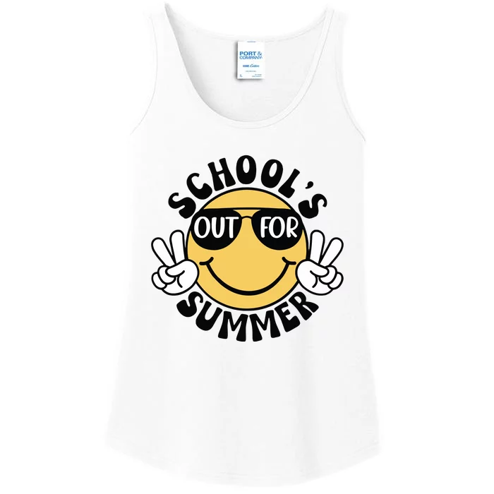 Funny Smiley Schools Out For Summer Ladies Essential Tank