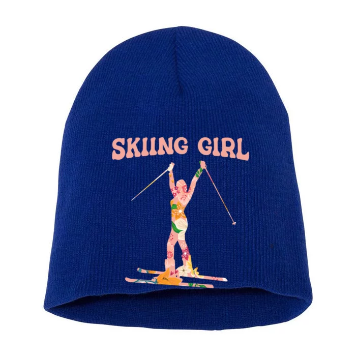 Funny Skiing Ski Mountain Winter Snow Sport Meaningful Gift Skiing Gift Short Acrylic Beanie