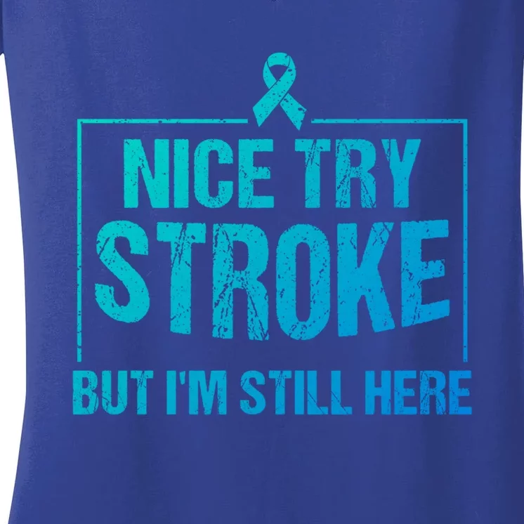 Funny Stroke Survivor Gift Cute Brain Attacks Gift Women's V-Neck T-Shirt