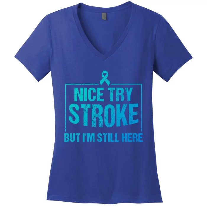 Funny Stroke Survivor Gift Cute Brain Attacks Gift Women's V-Neck T-Shirt