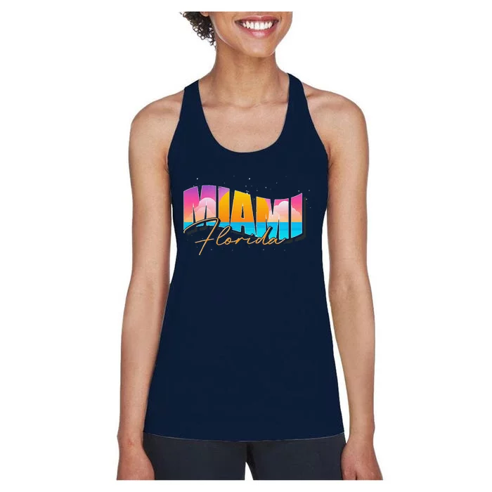 FL State Summer Vacation Tropical South Beach Miami Florida Women's Racerback Tank