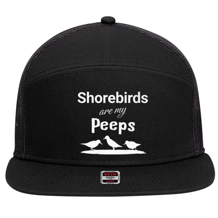 Funny Shorebird Sandpiper Peeps Birdwatching Birder 7 Panel Mesh Trucker Snapback Hat