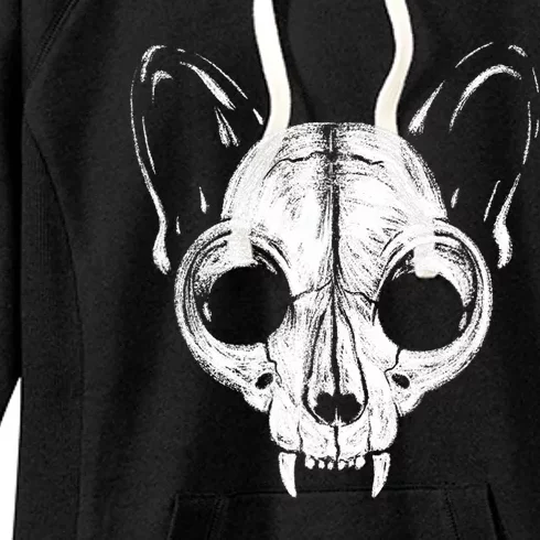 Funny Scary Spooky Cat Feline Skull Skeleton Halloween Art Women's Fleece Hoodie