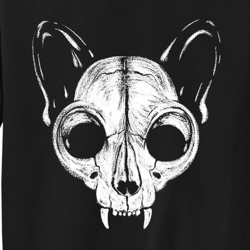 Funny Scary Spooky Cat Feline Skull Skeleton Halloween Art Tall Sweatshirt