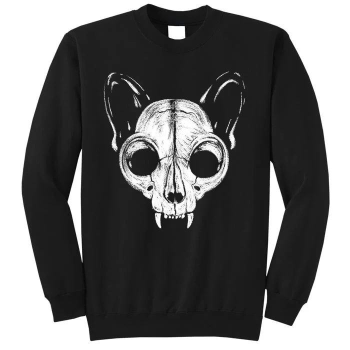 Funny Scary Spooky Cat Feline Skull Skeleton Halloween Art Tall Sweatshirt