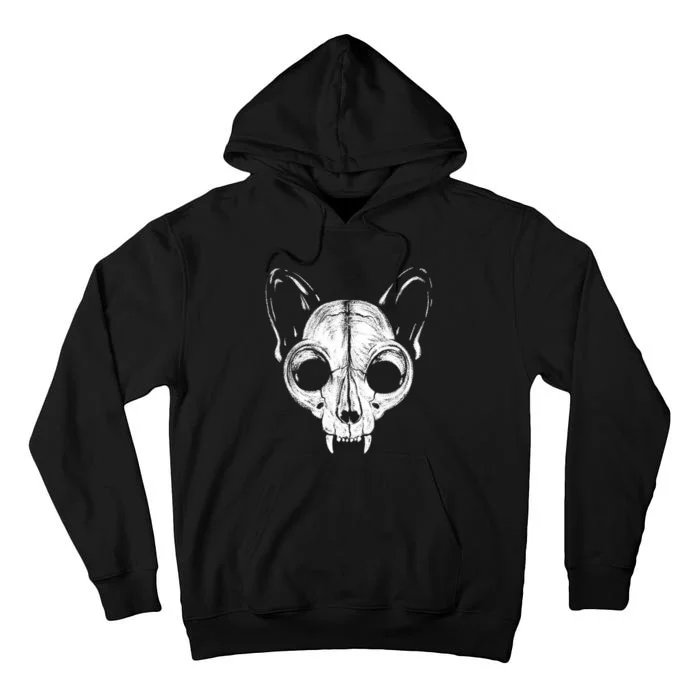 Funny Scary Spooky Cat Feline Skull Skeleton Halloween Art Tall Hoodie