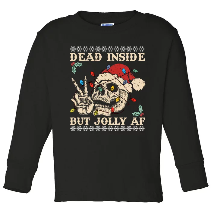 Festive Sarcastic Snarky Skeleton Ugly Christmas Toddler Long Sleeve Shirt