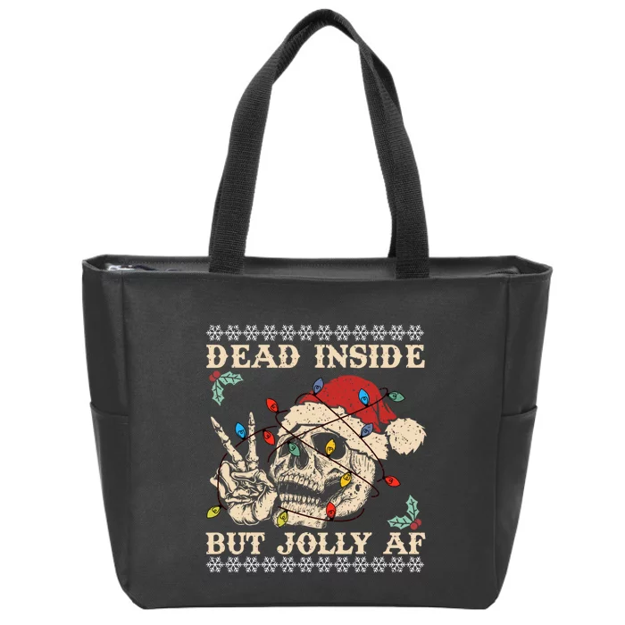 Festive Sarcastic Snarky Skeleton Ugly Christmas Zip Tote Bag