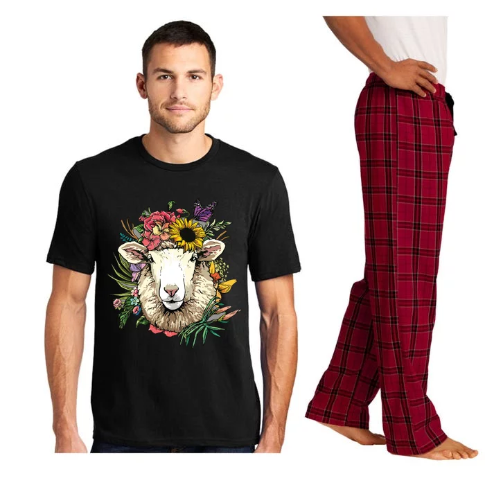 Floral Sheepp Spring Nature Farm Sheepp Lovers Pajama Set