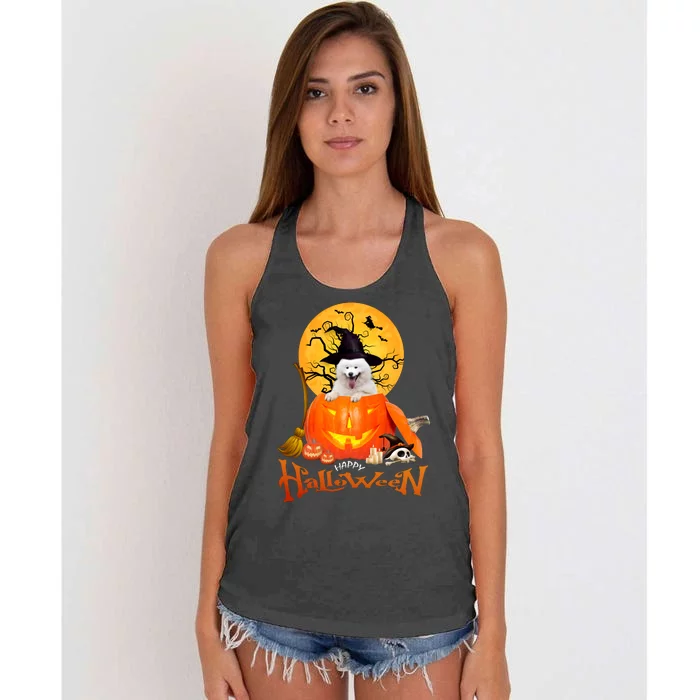 Funny Samoyed Spooky Halloween Women's Knotted Racerback Tank