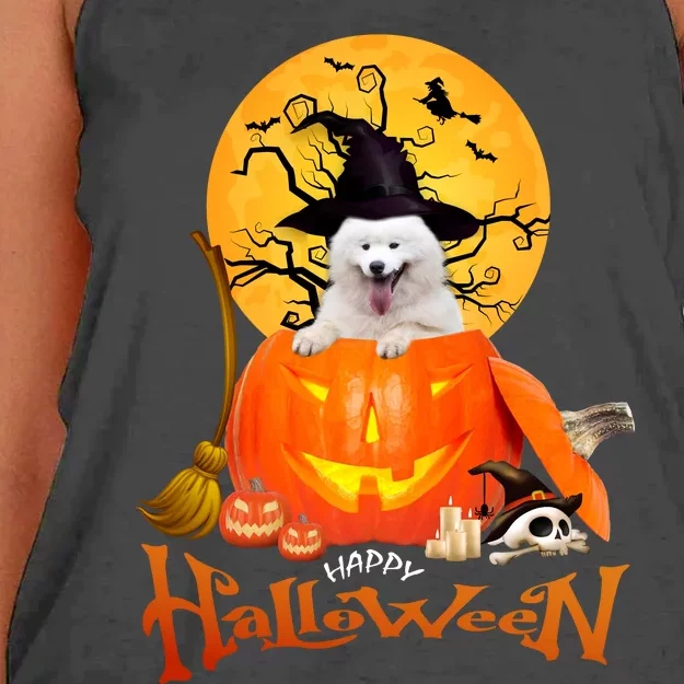 Funny Samoyed Spooky Halloween Women's Knotted Racerback Tank