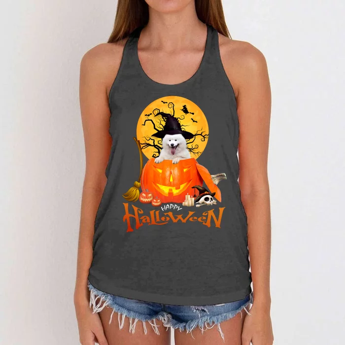 Funny Samoyed Spooky Halloween Women's Knotted Racerback Tank