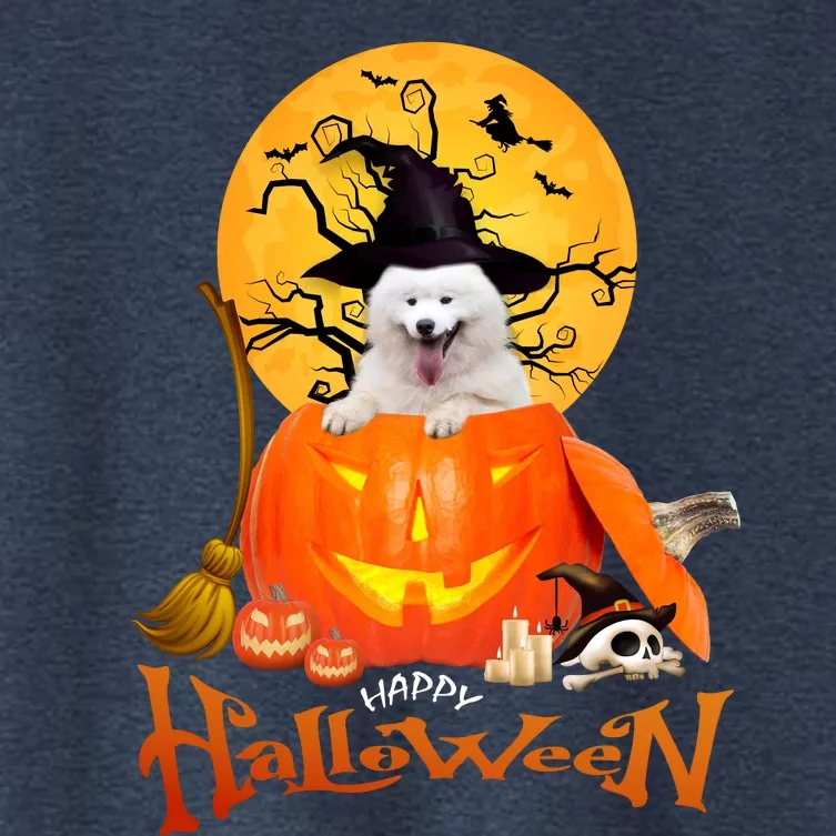 Funny Samoyed Spooky Halloween Women's Crop Top Tee