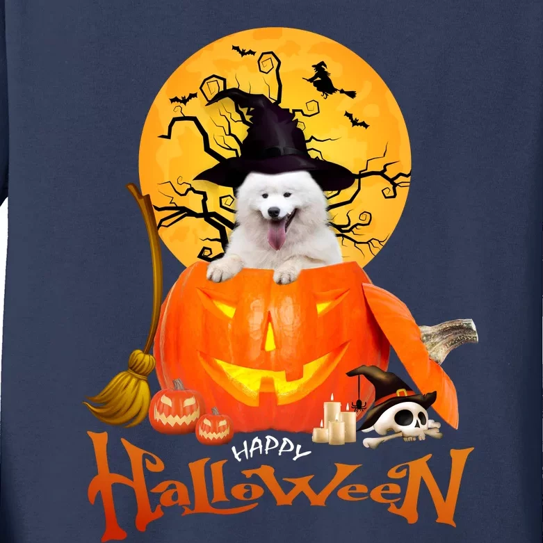 Funny Samoyed Spooky Halloween Kids Long Sleeve Shirt