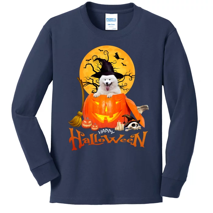 Funny Samoyed Spooky Halloween Kids Long Sleeve Shirt