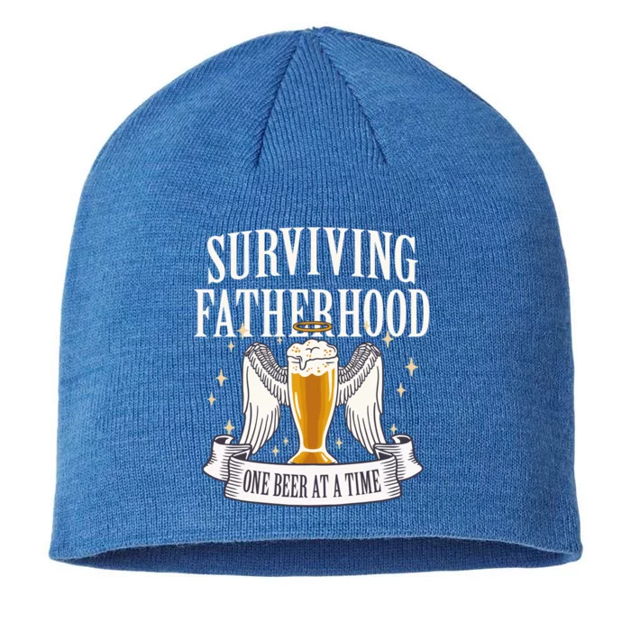 Father's Sarcastic Surviving Fatherhood One Beer At A Time Gift 8 1/2in Sustainable Knit Beanie