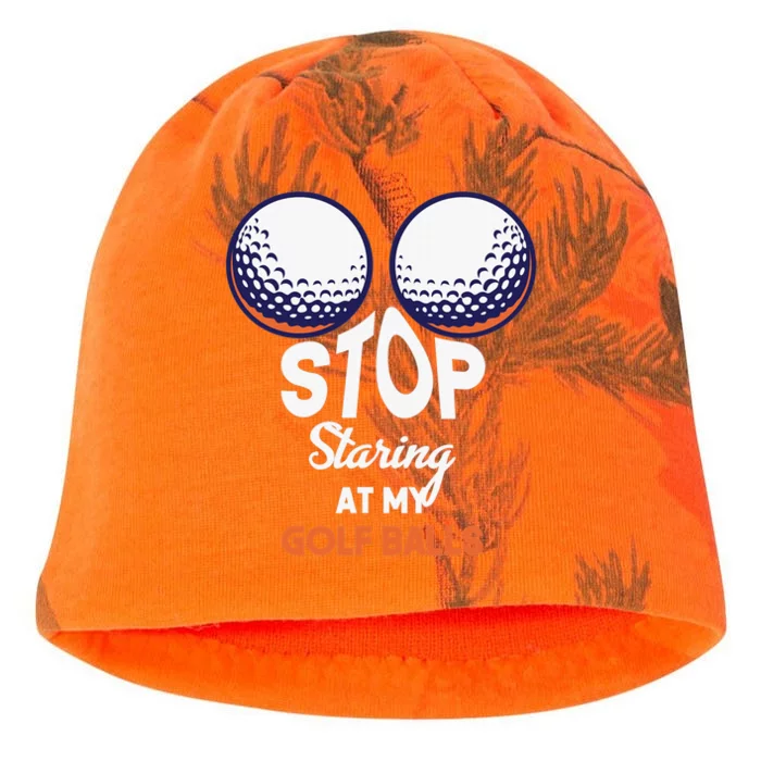 Funny Stop Staring At My Golf Balls Cute Golfing Gift Joke Kati - Camo Knit Beanie