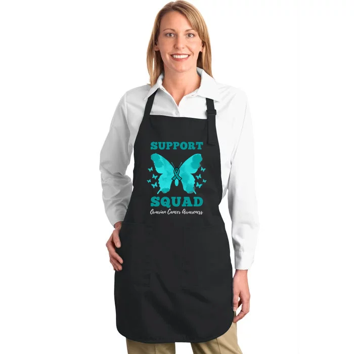 Funny Support Squad Ovarian Cancer Awareness Full-Length Apron With Pocket