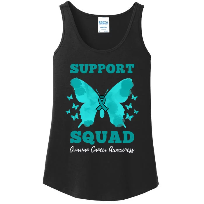 Funny Support Squad Ovarian Cancer Awareness Ladies Essential Tank