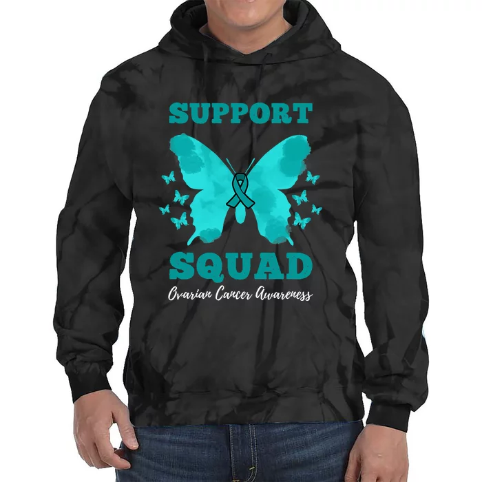 Funny Support Squad Ovarian Cancer Awareness Tie Dye Hoodie