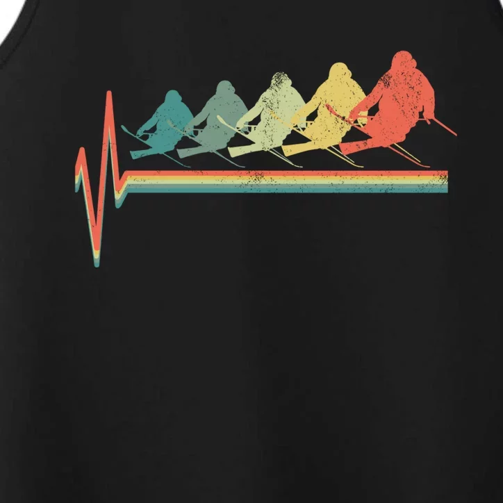 Freestyle Ski Skiing Skier Heartbeat Retro Funny Gift Performance Tank