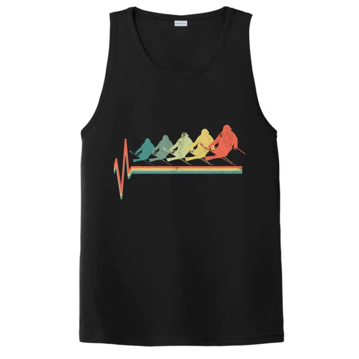 Freestyle Ski Skiing Skier Heartbeat Retro Funny Gift Performance Tank